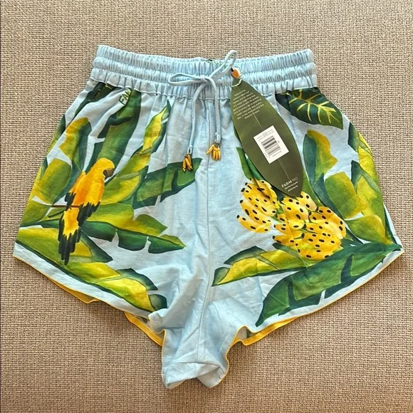 FARM Rio | Shorts | Nwt Farm Rio Summer Foliage Scarf Blue Shorts | Poshmark